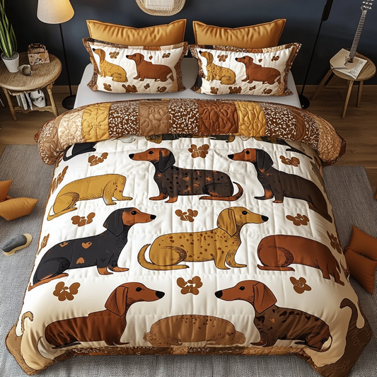 Dachshund Delight 3-Piece Quilted Bedding Set NCU0DK7780