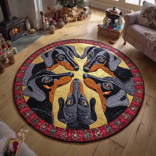 Dachshund Festive Circle Quilted Round Mat NCU0XD693
