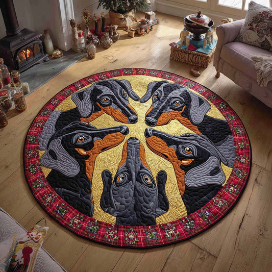 Dachshund Festive Circle Quilted Round Mat NCU0XD693