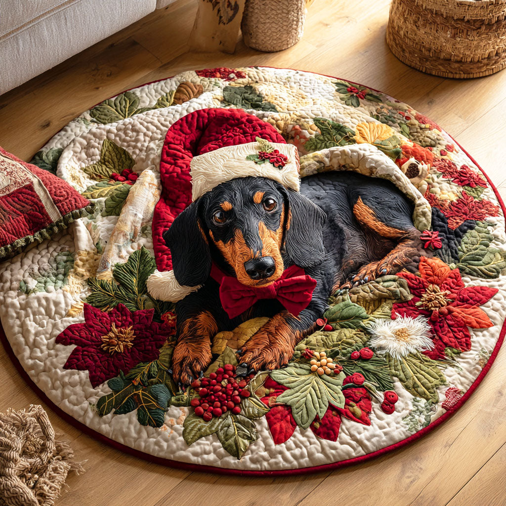 Dachshund Frost Quilted Round Mat NCU0TD437