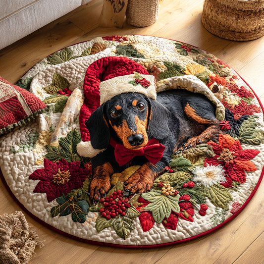 Dachshund Frost Quilted Round Mat NCU0TD437
