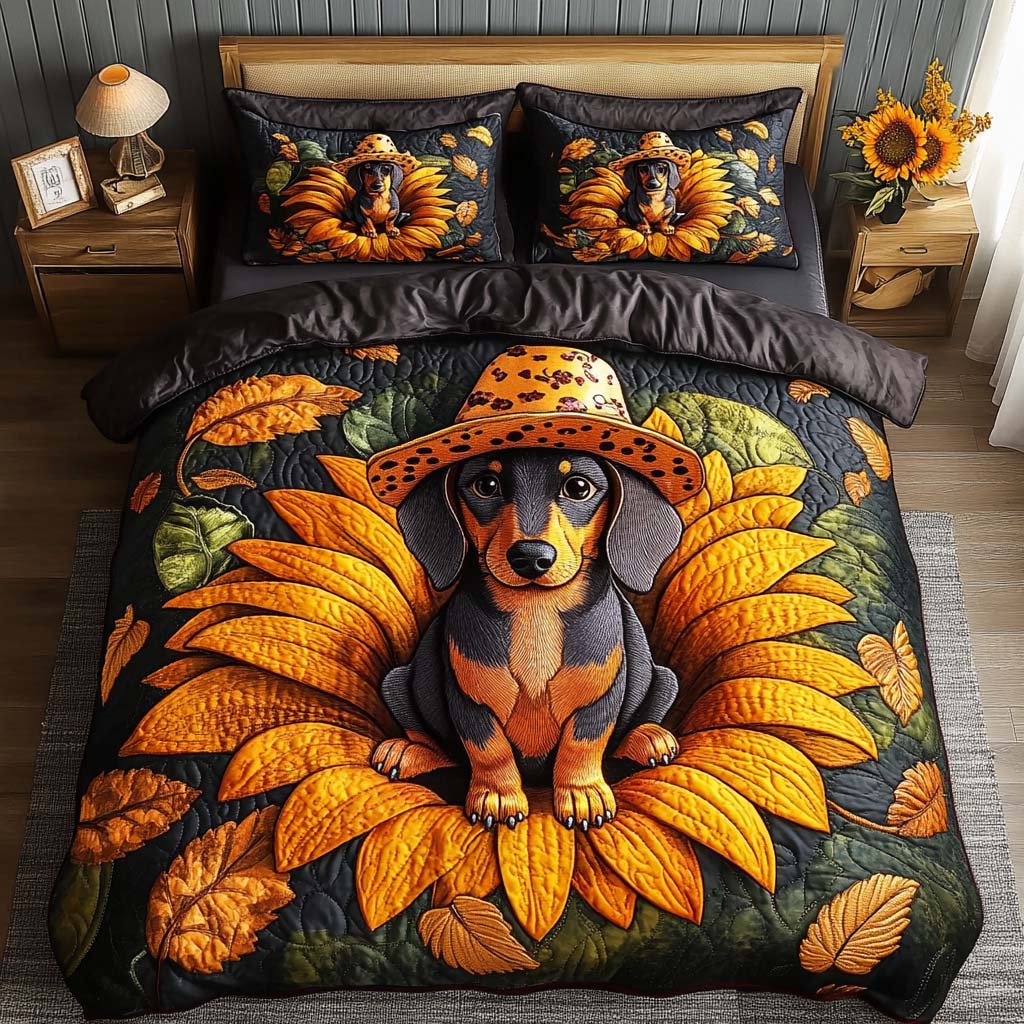 Dachshund 3-Piece Quilted Bedding Set NCU0VT220
