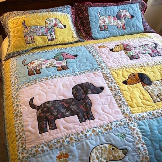 Dachshund Haven 3-Piece Quilted Bedding Set NCU0DK7781