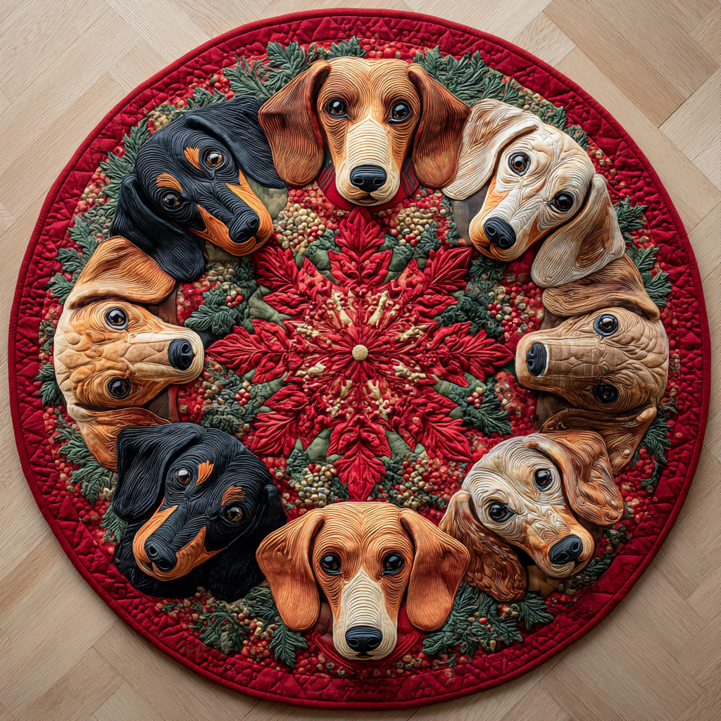 Dachshund Holiday Quilted Round Mat NCU0HH748