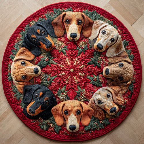 Dachshund Holiday Quilted Round Mat NCU0HH748