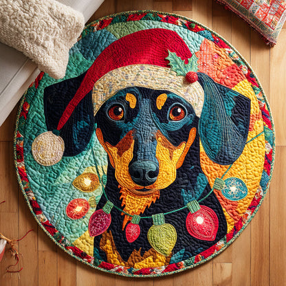 Dachshund Holiday Quilted Round Mat NCU0TD427