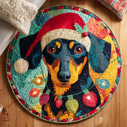 Dachshund Holiday Quilted Round Mat NCU0TD427
