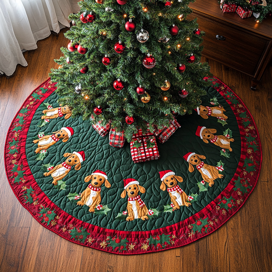 Dachshund Holiday Spirit Christmas Quilted Tree Skirt NCU0DK1839