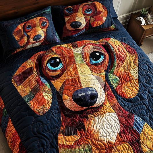 Dachshund Joy 3-Piece Quilted Bedding Set NCU0DK7785
