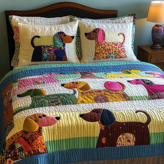 Dachshund Love 3-Piece Quilted Bedding Set NCU0DK7783