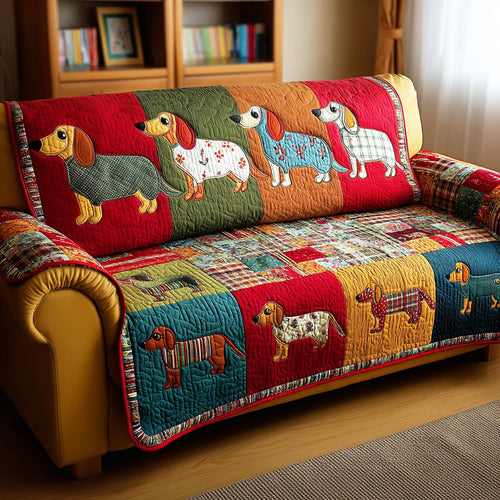 Dachshund Moments Quilted Sofa Cover NCU0TD2133