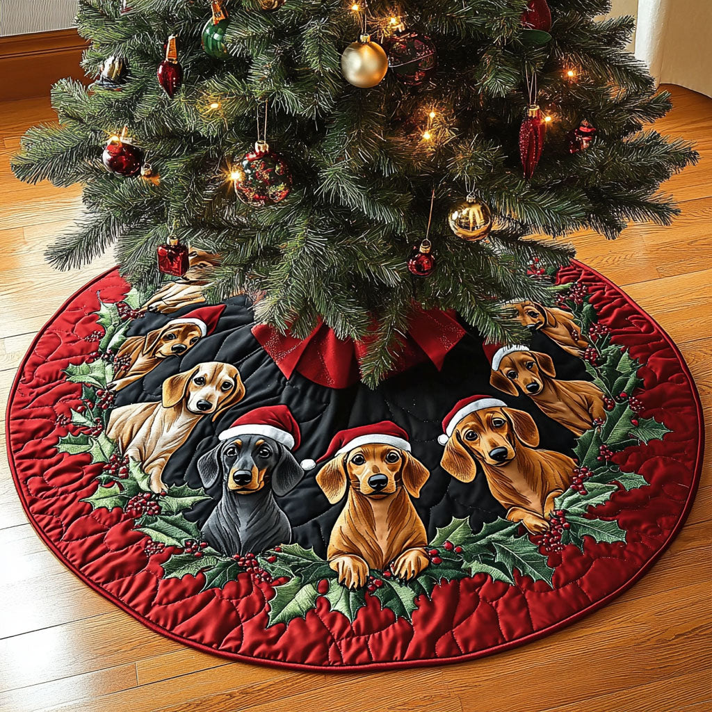 Dachshund Christmas Quilted Tree Skirt NCU0VT298