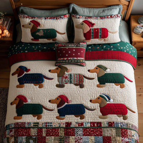 Dachshund Pajama Jam 3-Piece Quilted Bedding Set NCU0TH3612