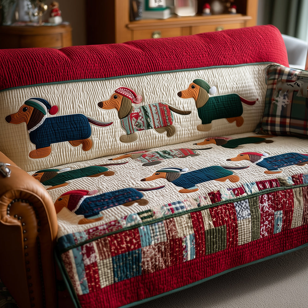 Dachshund Pajama Jam Quilted Sofa Cover NCU0TH3705