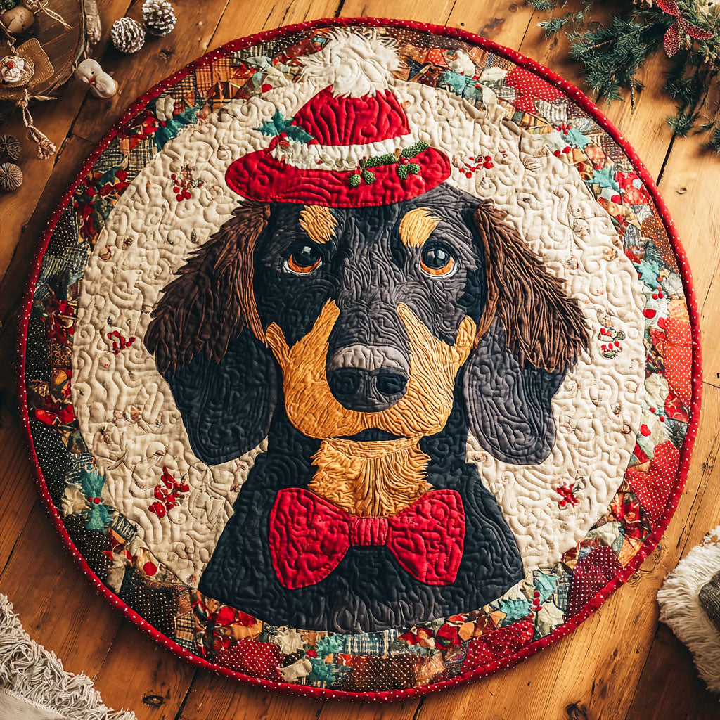 Dachshund Pine Quilted Round Mat NCU0TD438
