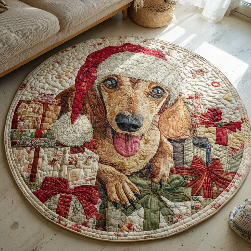 Dachshund Present Dog Quilted Round Mat NCU0HH750