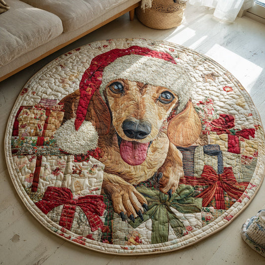Dachshund Present Dog Quilted Round Mat NCU0HH750