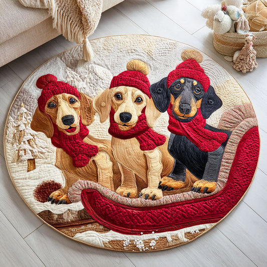 Dachshund Reindeer Quilted Round Mat NCU0TD433