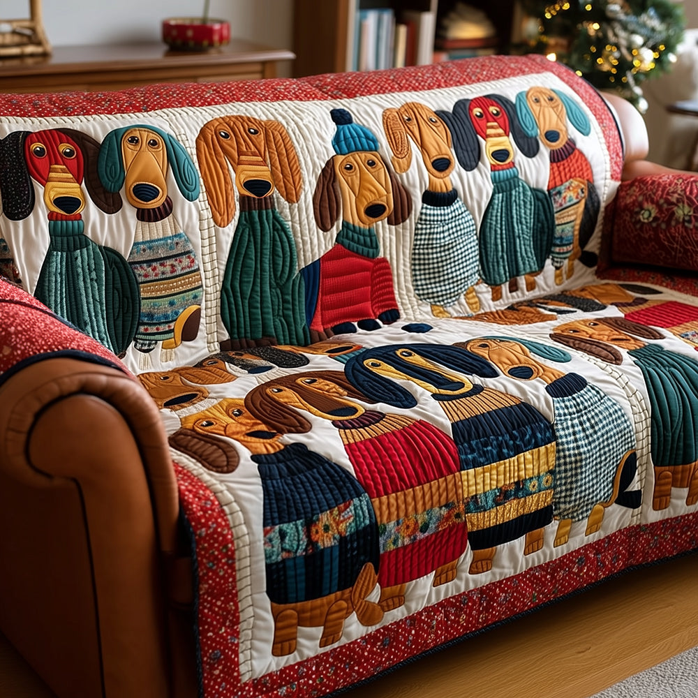 Dachshund Slumber Party Quilted Sofa Cover NCU0TH3706