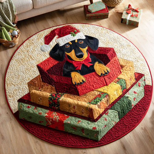 Dachshund Snowfall Quilted Round Mat NCU0TD425