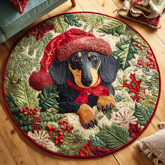 Dachshund Snowflake Quilted Round Mat NCU0TD440