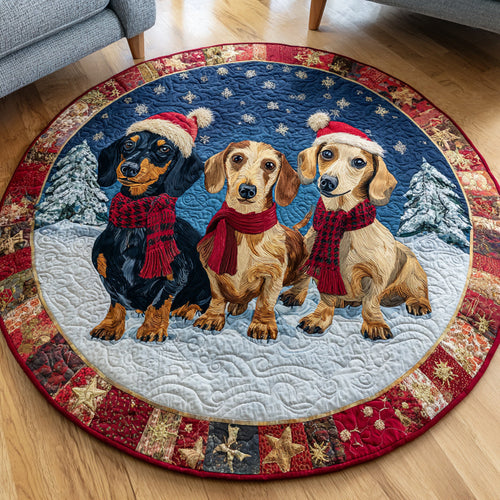 Dachshund Snowy Day Quilted Round Mat NCU0HH752