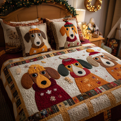 Dachshund Snuggle Gang 3-Piece Quilted Bedding Set NCU0TH3615