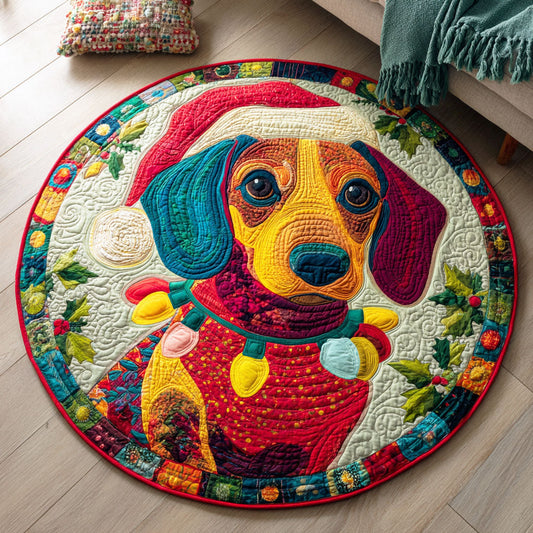 Dachshund Stocking Quilted Round Mat NCU0TD432