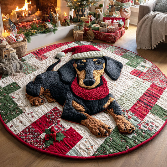 Dachshund Wreath Quilted Round Mat NCU0TD436