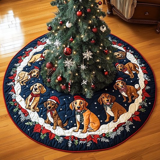 Dachshund Xmas Joy Christmas Quilted Tree Skirt NCU0DK1838