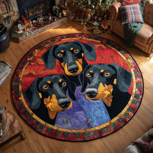Dachshund Yuletide Trio Quilted Round Mat NCU0XD692