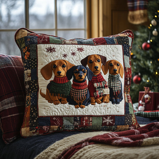 Dachshund by the Fire Quilted Pillow Case NCU0DV7955