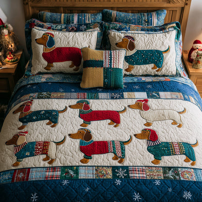 Dachshund in Knitwear 3-Piece Quilted Bedding Set NCU0TH3611