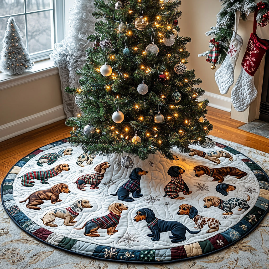 Dachshund Quilted Christmas Tree Skirt NCU0VT273
