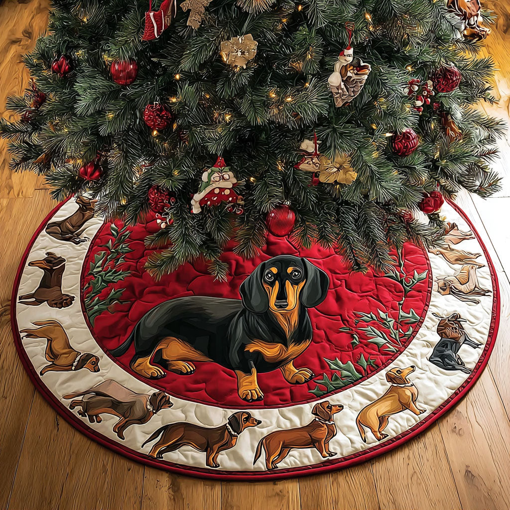 Dachshund Christmas Quilted Tree Skirt NCU0VT298