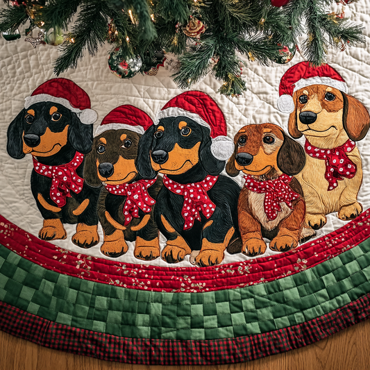 Dachshunds Charm Christmas Quilted Tree Skirt NCU0DK10564