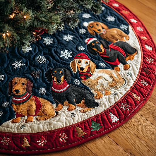 Dachshunds Holiday Christmas Quilted Tree Skirt NCU0DK10563