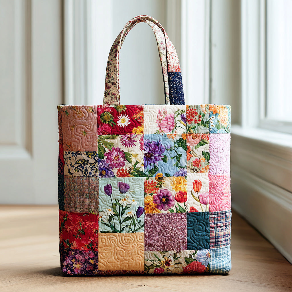 Dahlia Flower Quilted Tote Bag NCU0HH597