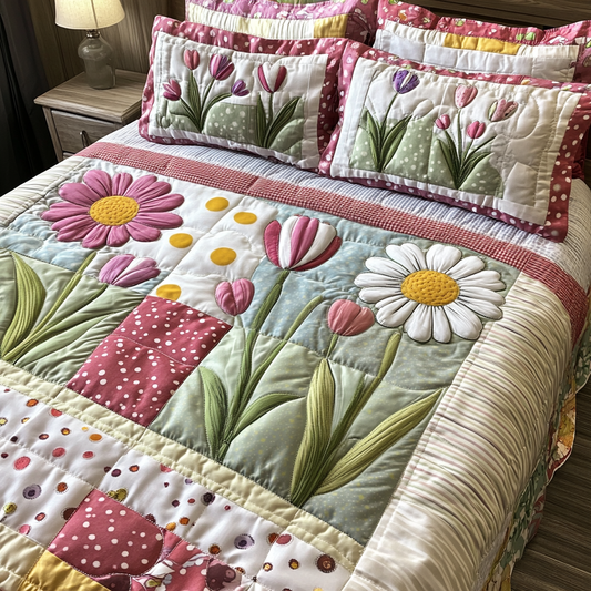 Dainty Dreams 3-Piece Quilted Bedding Set NCU0VH3679