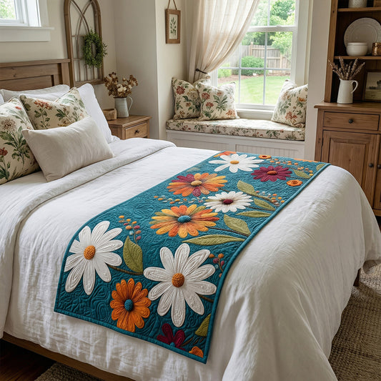 Daises Mosaic Heritage Quilted Bed Runner NCU0PT11576