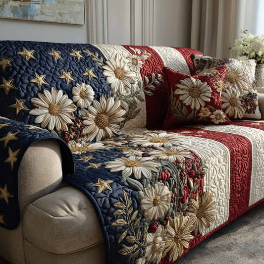 Daisy Americana Quilted Sofa Cover NCU0XD2294