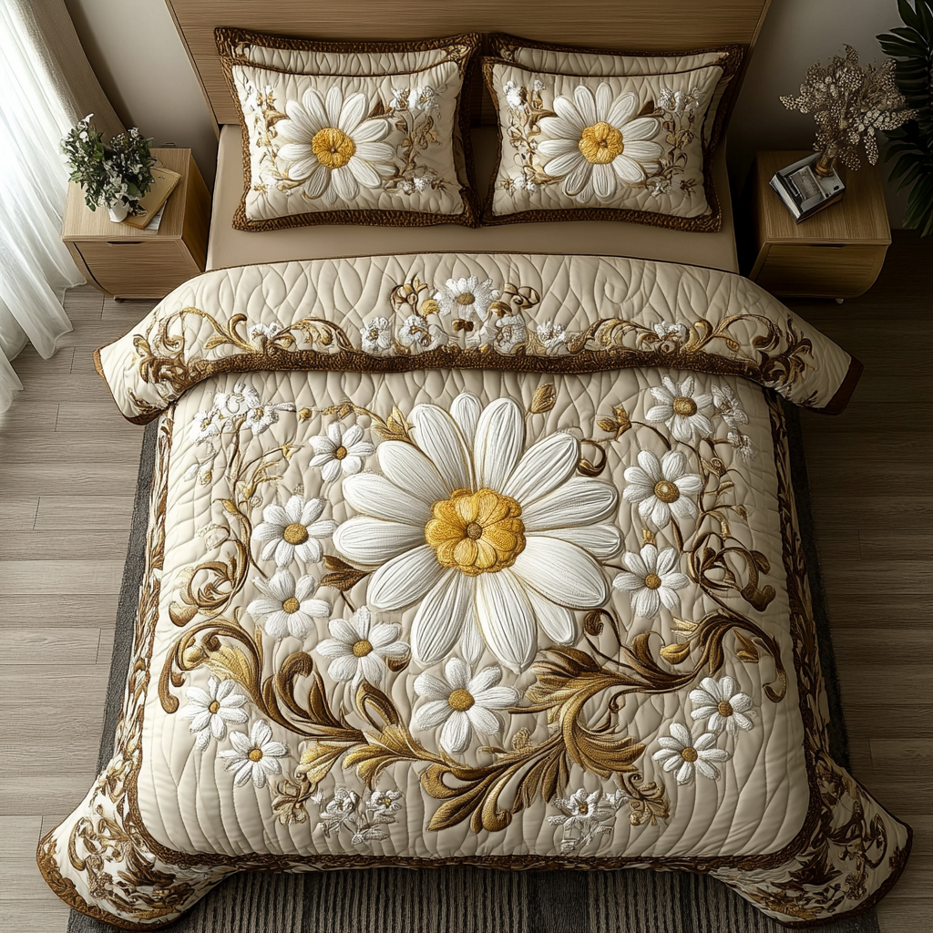 Daisy Bliss 3-Piece Quilted Bedding Set NCU0DV4777