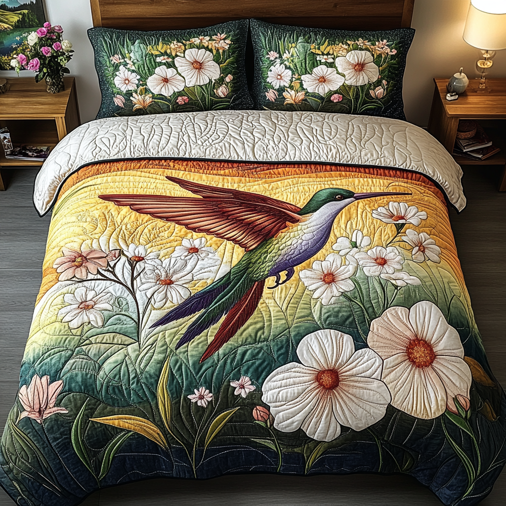 Daisy Breeze 3-Piece Quilted Bedding Set NCU0VL1202