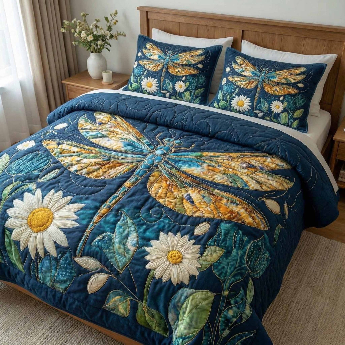 Daisy Breeze 3-Piece Quilted Bedding Set NCU0XD2470