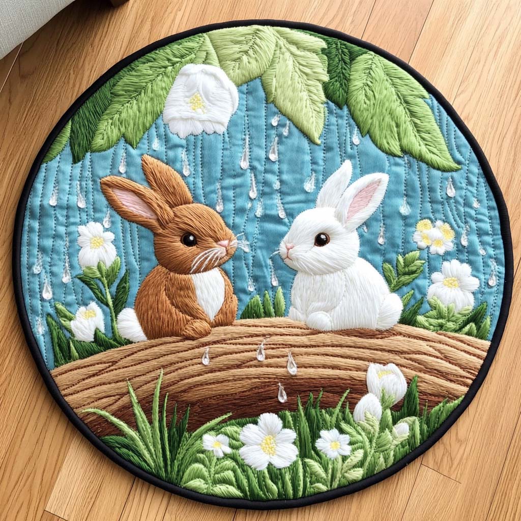 Daisy Bunny Quilted Round Mat NCU0NT8084