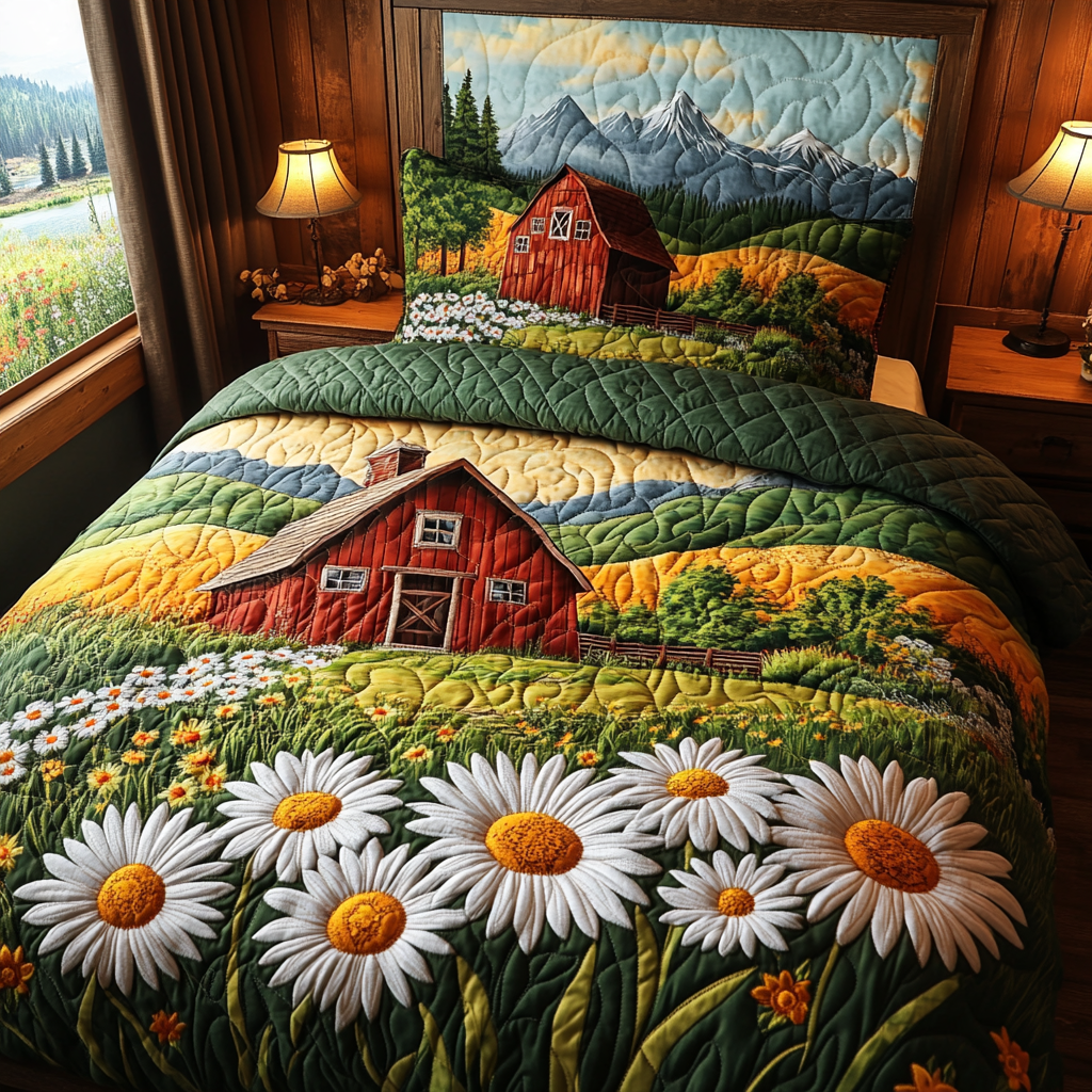Daisy Charm 3-Piece Quilted Bedding Set NCU0DV4781
