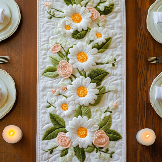 Daisy Charm Quilted Table Runner NCU0VH4574