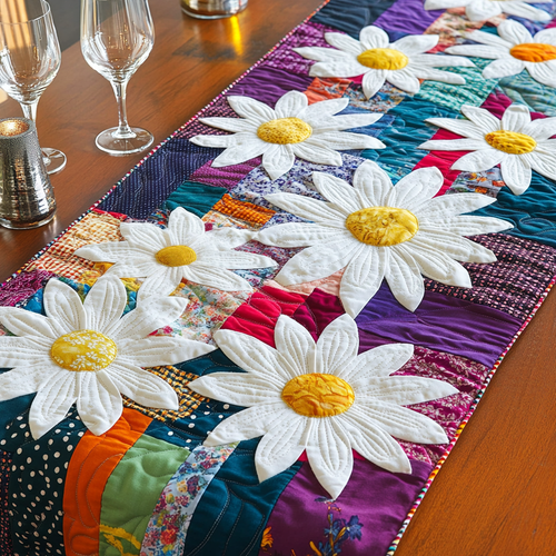 Daisy Charm Quilted Table Runner NCU0VH4842