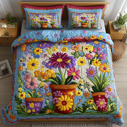 Daisy Comfort 3-Piece Quilted Bedding Set NCU0VH3229