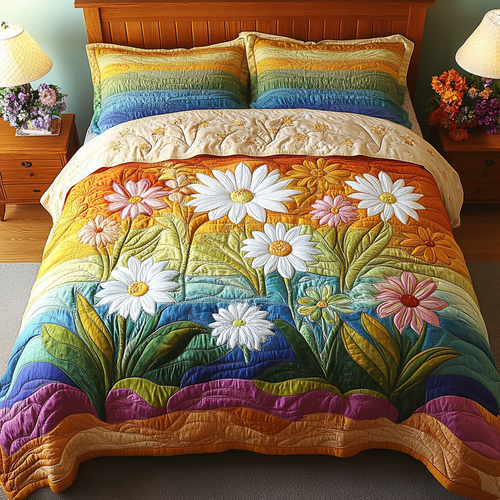 Daisy Delight 3-Piece Quilted Bedding Set NCU0VH5376